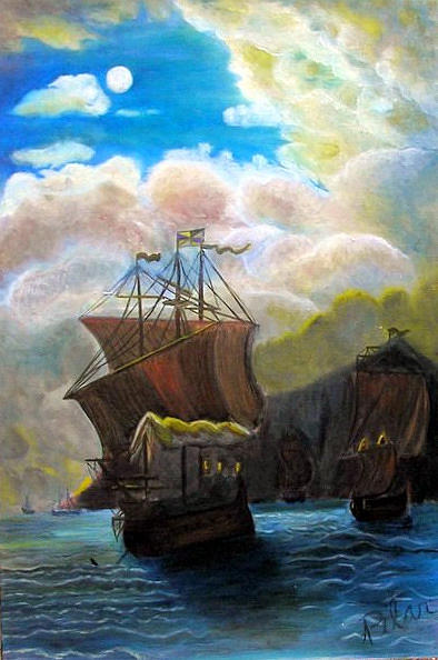 Boat Painting - The Galleon by Pilar  Martinez-Byrne
