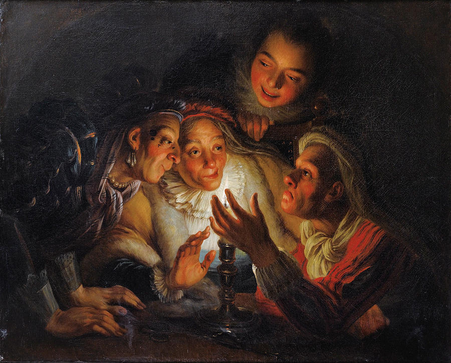 The Game of the Candle Painting by Attributed to Charles-Antoine Coypel