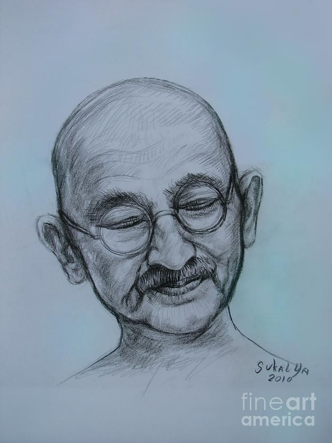 The Gandhi Head Drawing by Sukalya Chearanantana