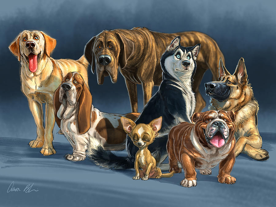 Dog Digital Art - The Gang 2 by Aaron Blaise