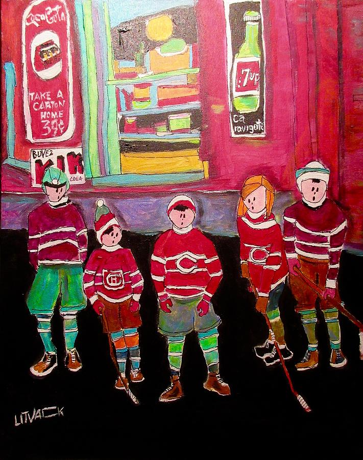 The Gang Street Hockey Rue Orleans Painting by Michael Litvack