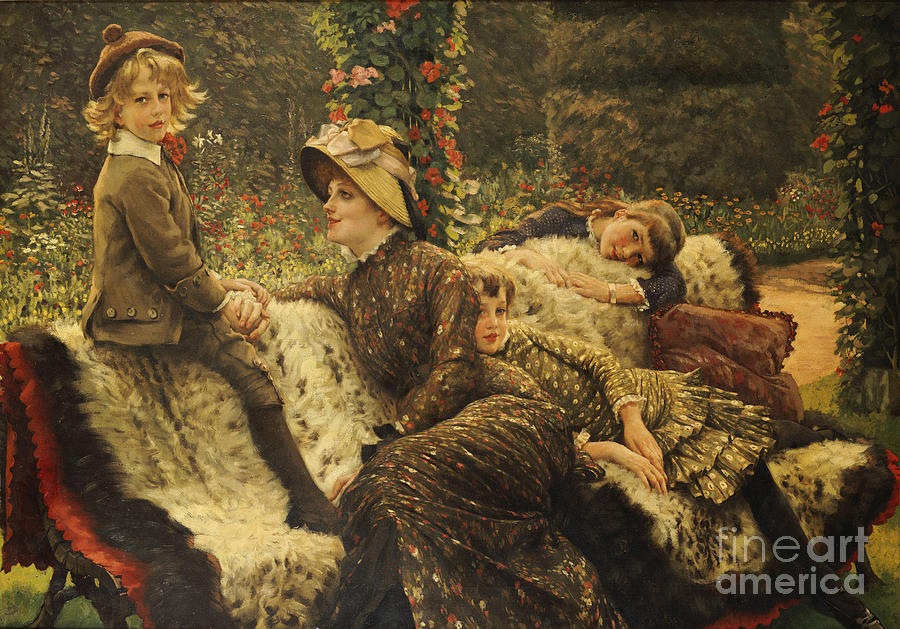 Vintage Painting - The Garden Bench by Tissot