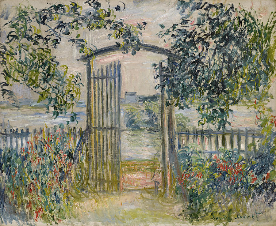 Claude Monet Painting - The Garden Gate at Vetheuil by Claude Monet