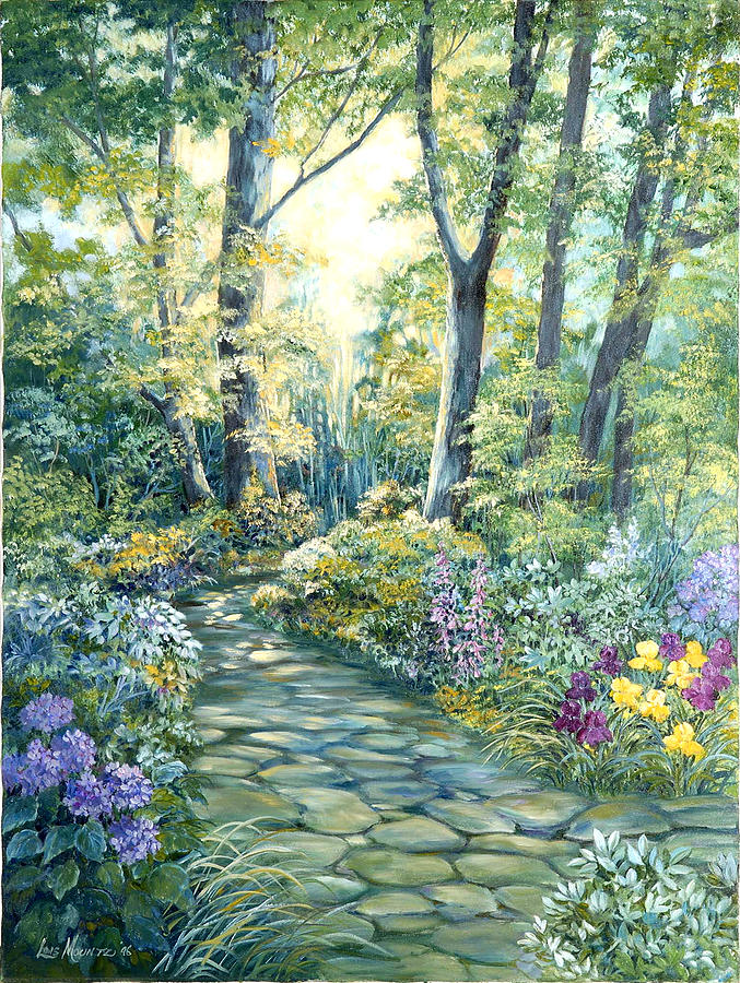 The Garden Left side of Triptych Painting by Lois Mountz
