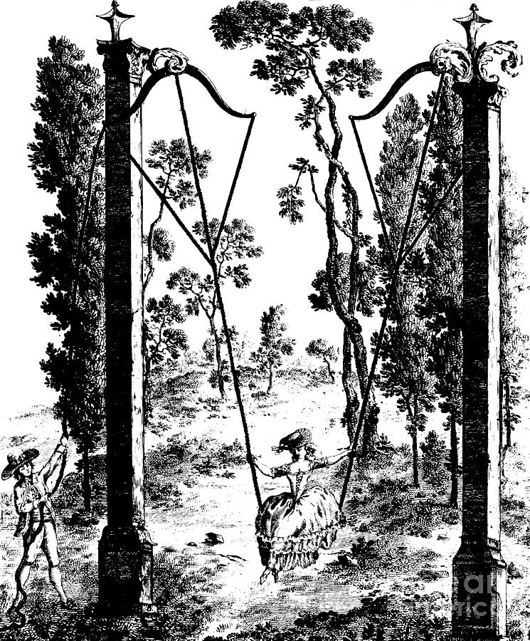 The Garden Swing at Rambouillet Drawing by French School