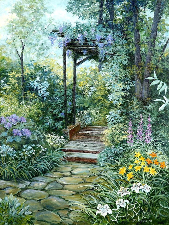 The Garden Triptych Right Side Painting by Lois Mountz