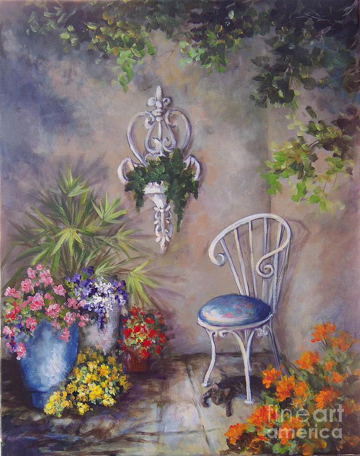 Flower Painting - The Garden Wall by Deborah Smith