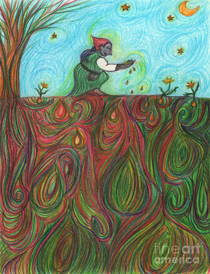 Spring Drawing - The Gardener by jrr by First Star Art