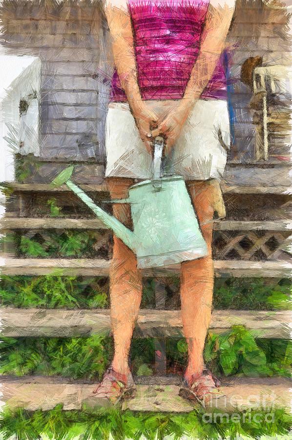 Cottage Digital Art - The Gardener by Edward Fielding