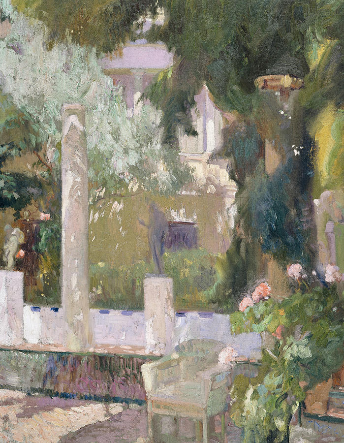 Flower Painting - The Gardens at the Sorolla Family House by Joaquin Sorolla y Bastida