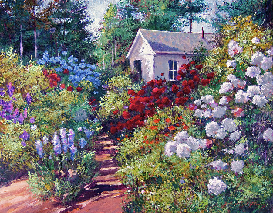 Garden Painting -  The Gardners Shed by David Lloyd Glover
