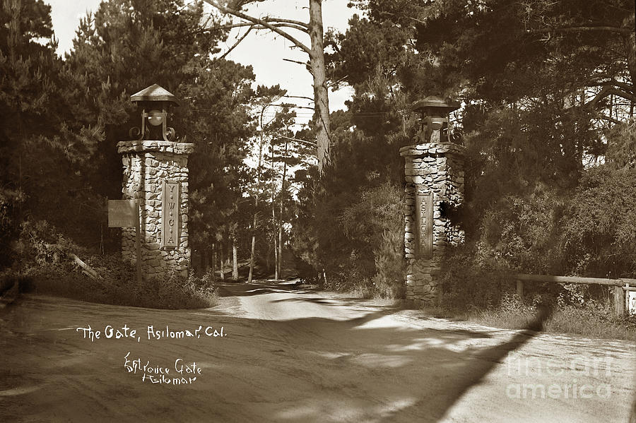 Main Gate Photograph - The Gate, Asilomar, Y. W. C. A., Pacific Grove, Calif. 1920 by Monterey County Historical Society
