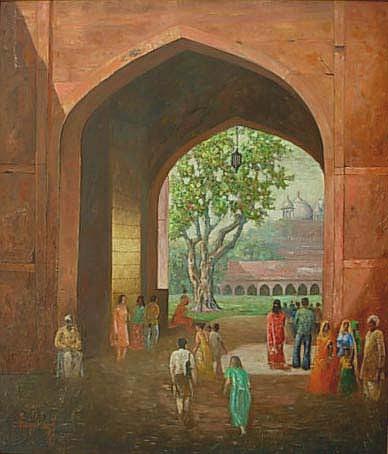 The Gate Of Red Fort Agra Painting by Harvinder