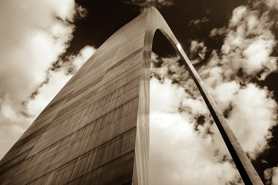 Architecture Photograph - The Gateway - Sepia - Saint Louis Missouri by Gregory Ballos