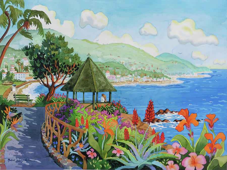 Flower Painting - The Gazebo in Laguna Beach by Robin Wethe Altman