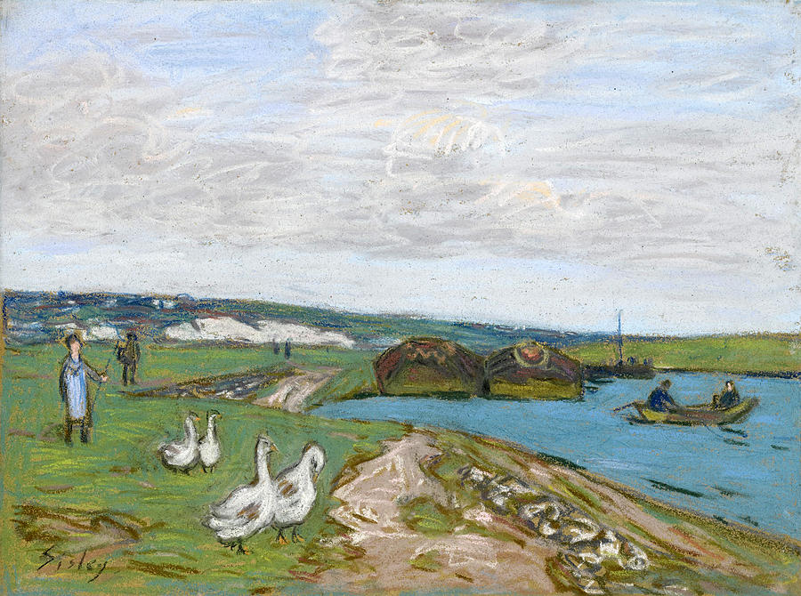 The Geese Drawing by Alfred Sisley
