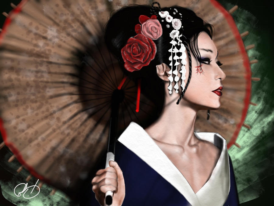 Pete Painting - The Geisha by Pete Tapang