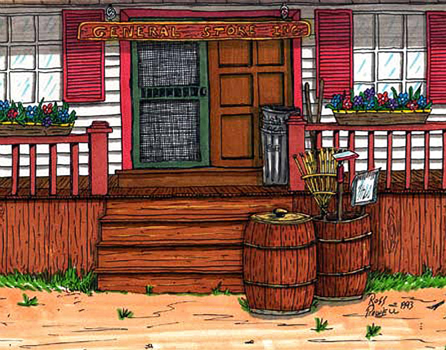 The General Store Drawing by Ross Powell