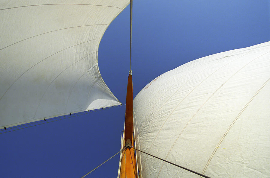 The Genoa and Mainsail of a Classic Sailboat Photograph by John Harmon