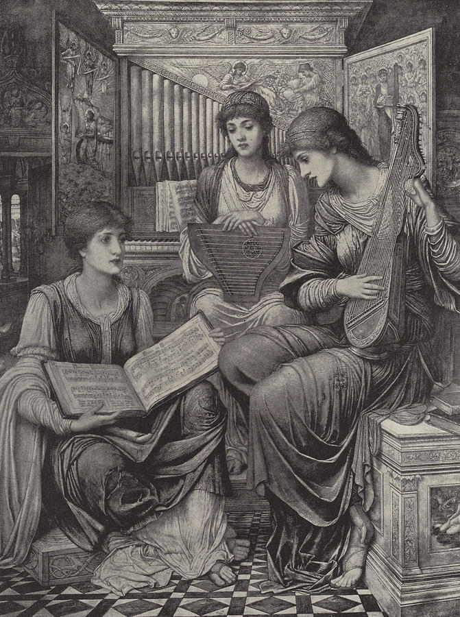 The Gentle Music of the Bygone Day Drawing by John Melhuish Strudwick