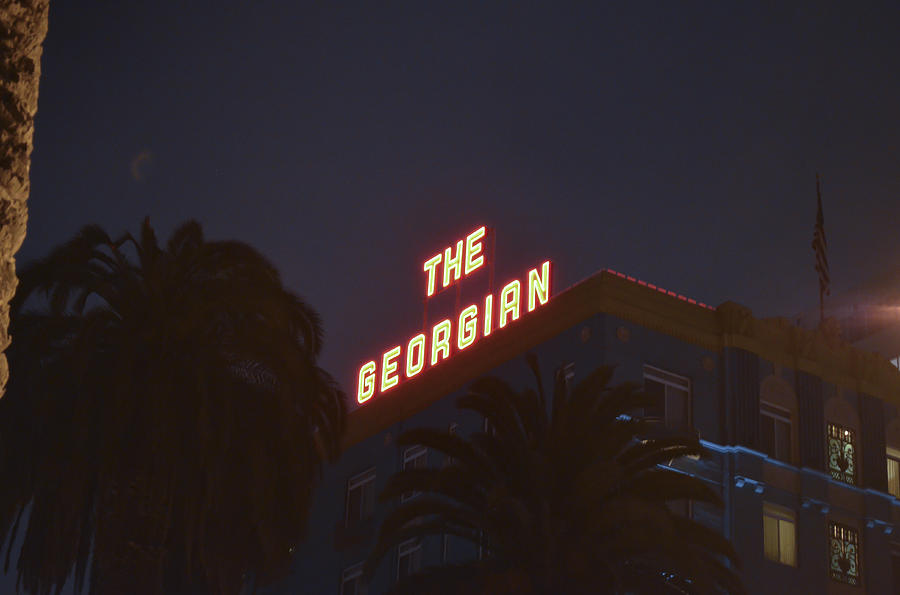 The Georgian at night, Santa Monica, CA Photograph by Erik Burg