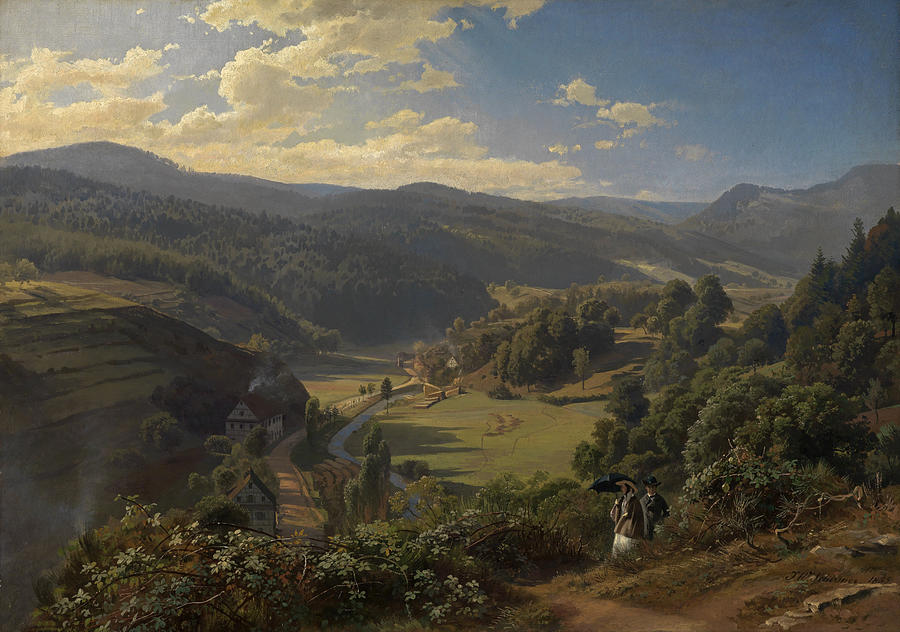 The Geroldsau valley near Baden-Baden Painting by Johann Wilhelm Schirmer