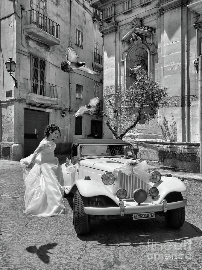 The Runway Bride.Taranto. Italy.BW Photograph by Jennie Breeze