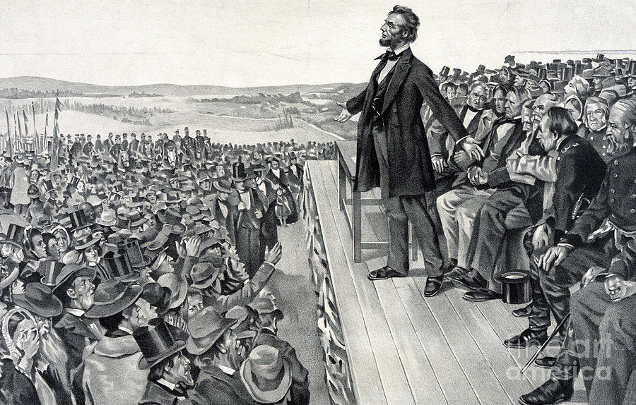 Abraham Lincoln Painting - The Gettysburg Address by American School