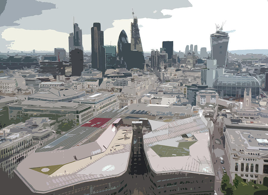 The Gherkin, Walkie Talkie, London City Skyline - Natural Digital Art