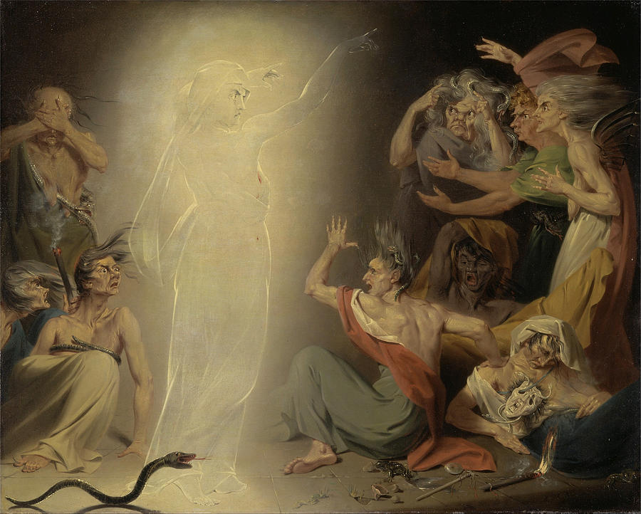 John Downman Painting - The Ghost of Clytemnestra Awakening the Furies by John Downman