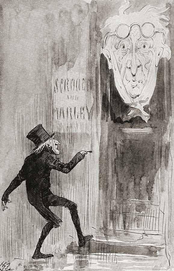Christmas Drawing - The Ghostly Knocker. It Was Not Angry by Vintage Design Pics
