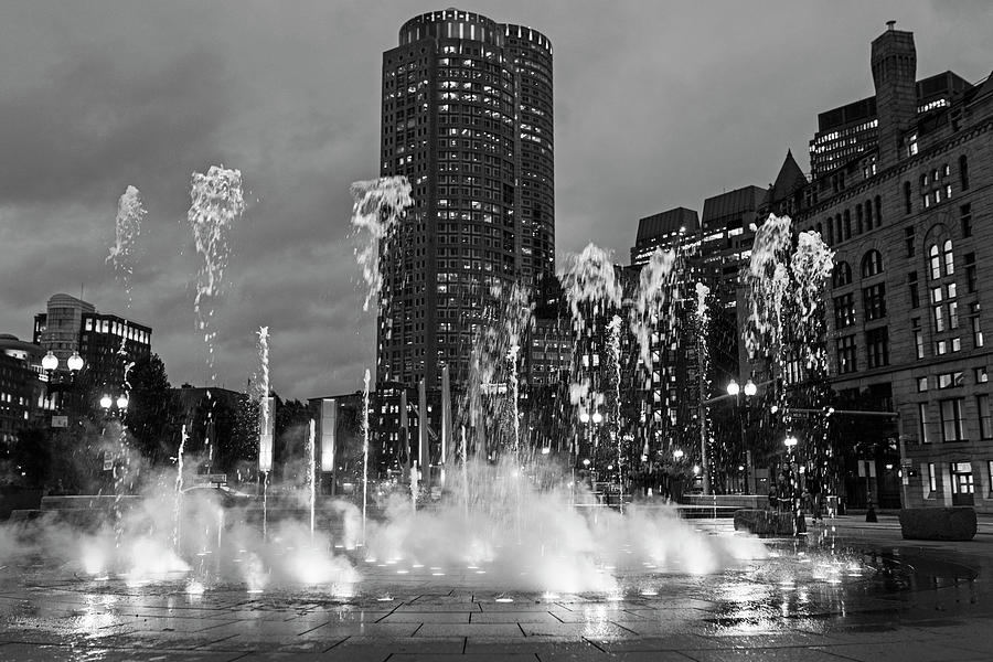 The Ghosts of the Boston Greenway Fountain Boston MA Black and White Photograph by Toby McGuire