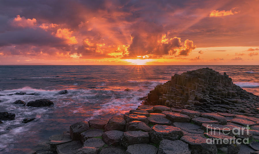 Sunset Photograph - The Giants Causeway by Henk Meijer Photography
