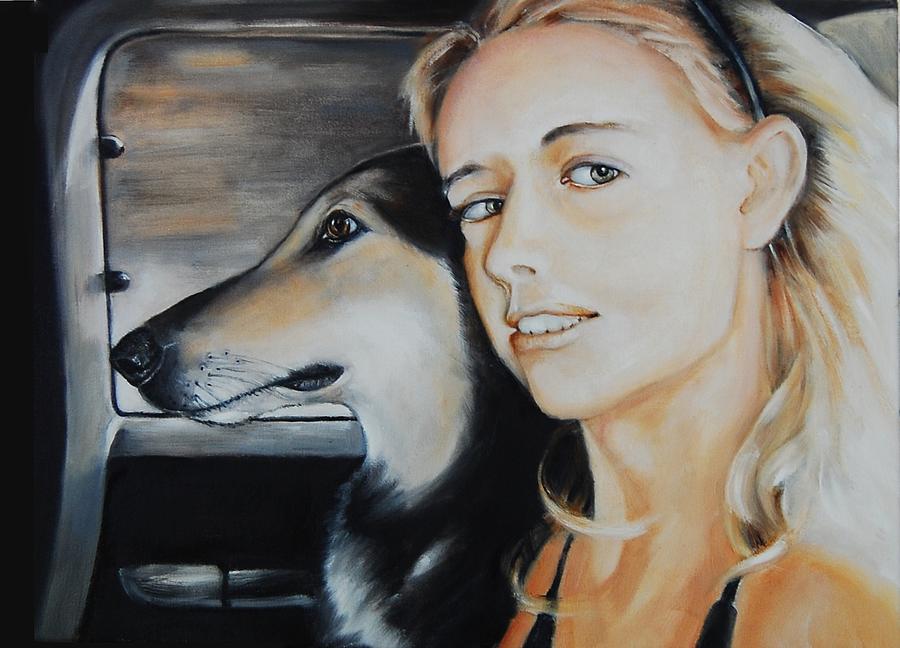 The Girl and Her Dog Painting by Jean Cormier The Girl and Her Dog Painting by Jean Cormier