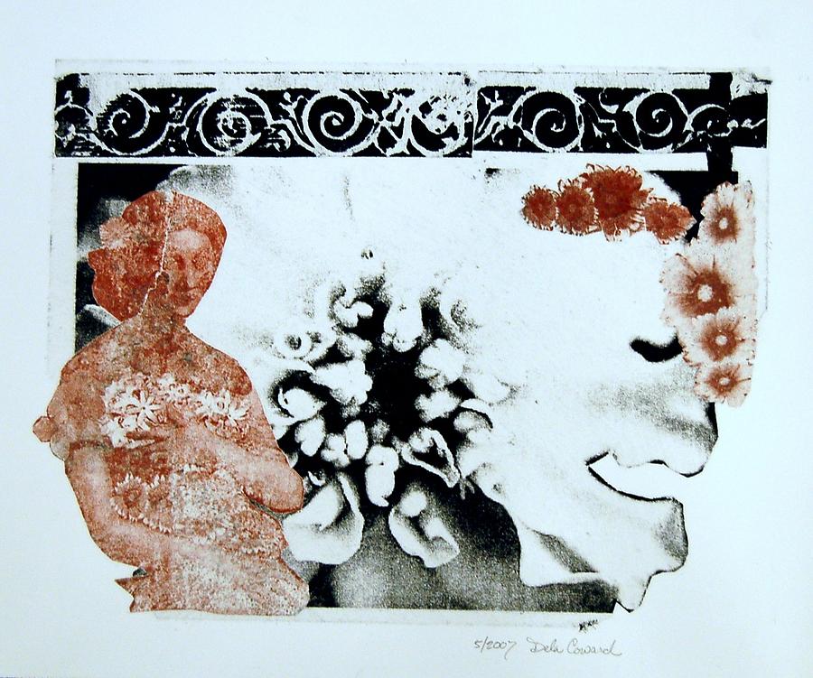 Abstract Print - The Girl and Her Flowers by DeLa Hayes Coward
