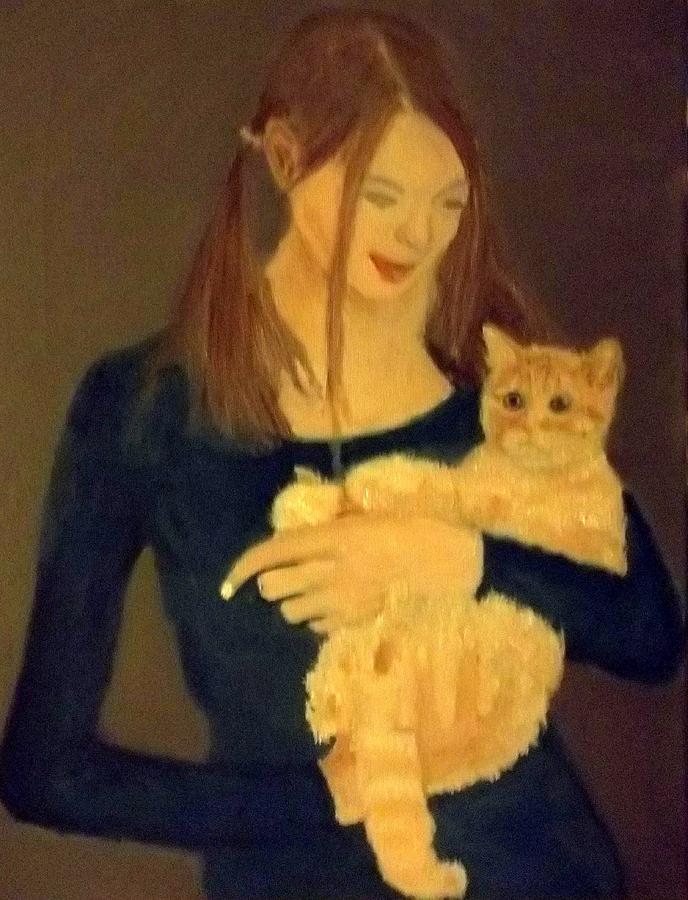 The Girl and the Kitten Painting by Peter Gartner