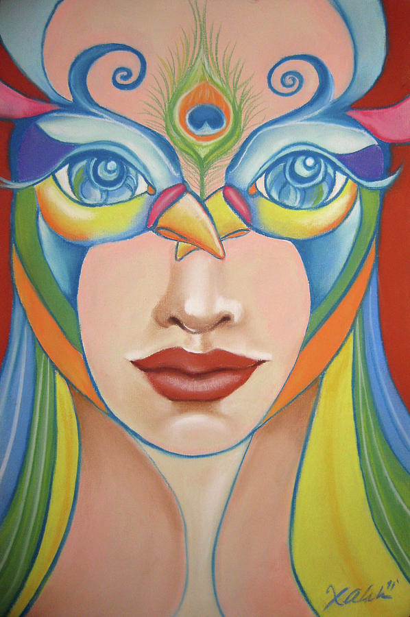 Busk pensum Vædde The Girl behind the Peacock Mask Pastel by Xiomara Aleksic - Fine Art  America