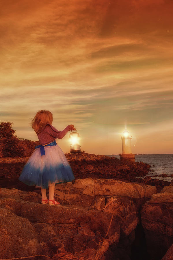 The girl with a lantern Photograph by Lilia D