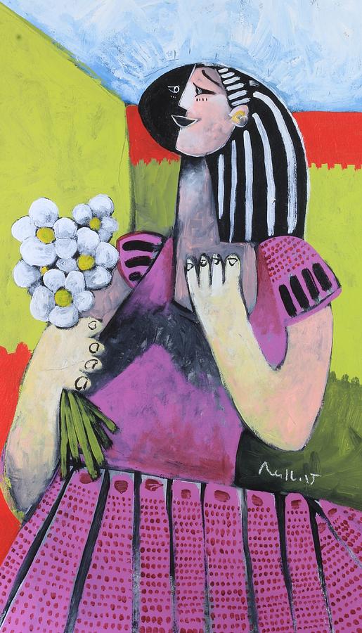 The Girl with Flowers Painting by Mark M  Mellon