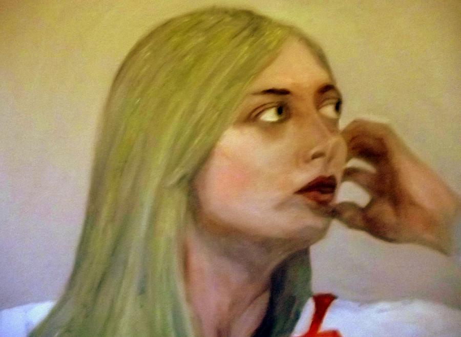 The Girl with Large Green Eyes Painting by Peter Gartner