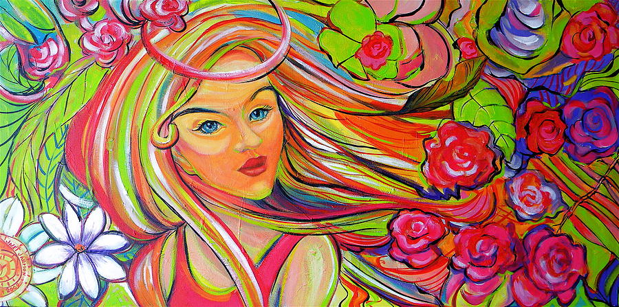 The Girl with the Flowers in her Hair Painting by Jeanette Jarmon