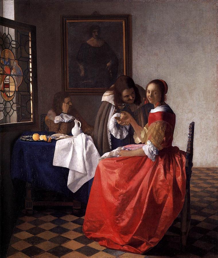 The Girl With The Wineglass  Painting by Johannes Vermeer