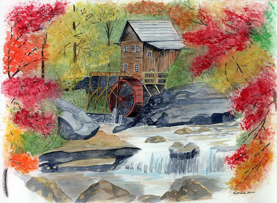 The Glade Creek Grist Mill, West Virginia Painting by Erica Tolbert ...