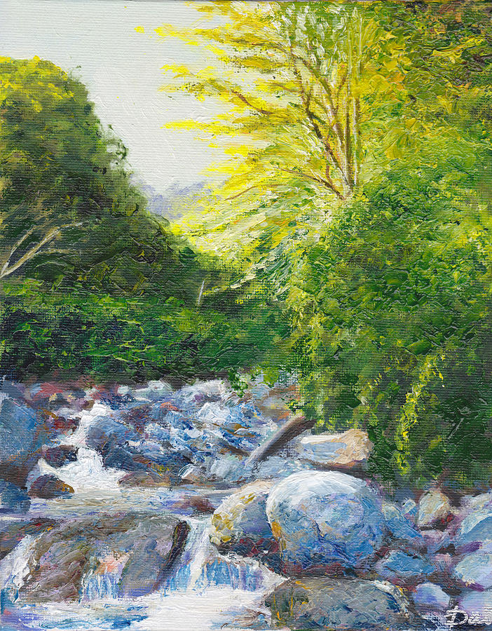 The Gladeburn beside the Milford Track Fiordland New Zealand Painting by Dai Wynn