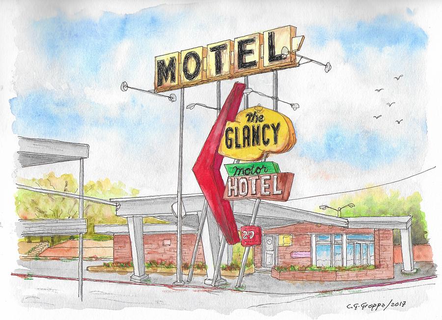 The Glancy Motor Hotel, Cinton, Oklahoma Painting by Carlos G Groppa