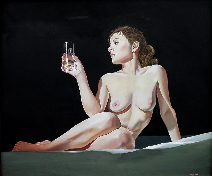 Nude Painting - The Glass by Jo King