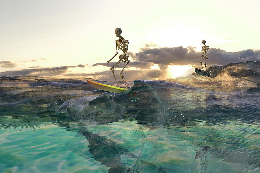 Skeleton Digital Art - The Glass Ocean by Betsy Knapp