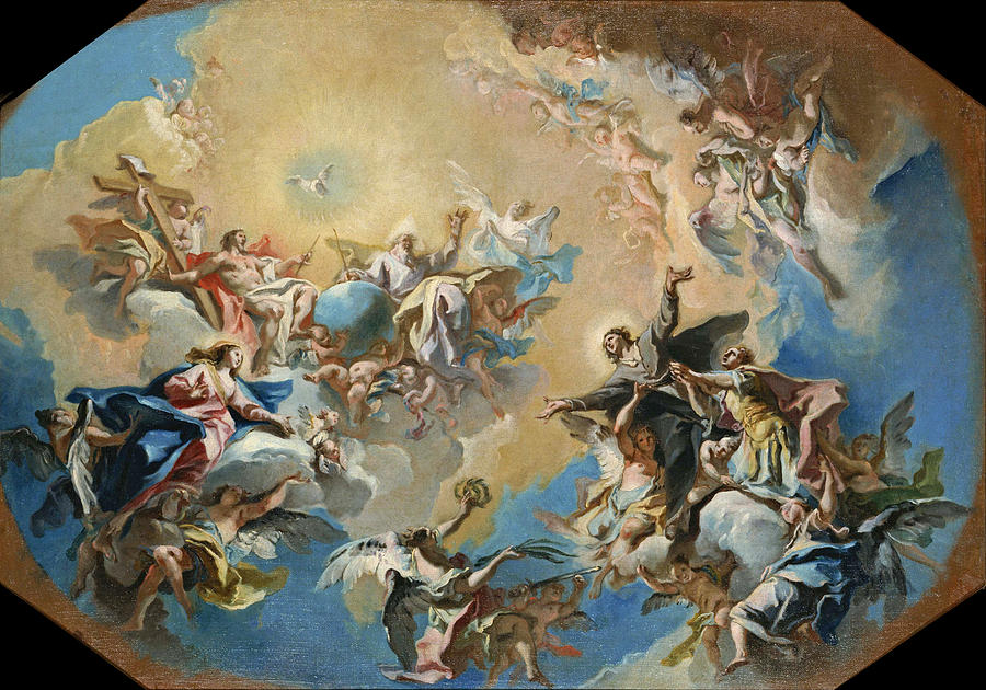 The Glorification of Saint Felix and Saint Adauctus Painting by Carlo Innocenzo Carlone