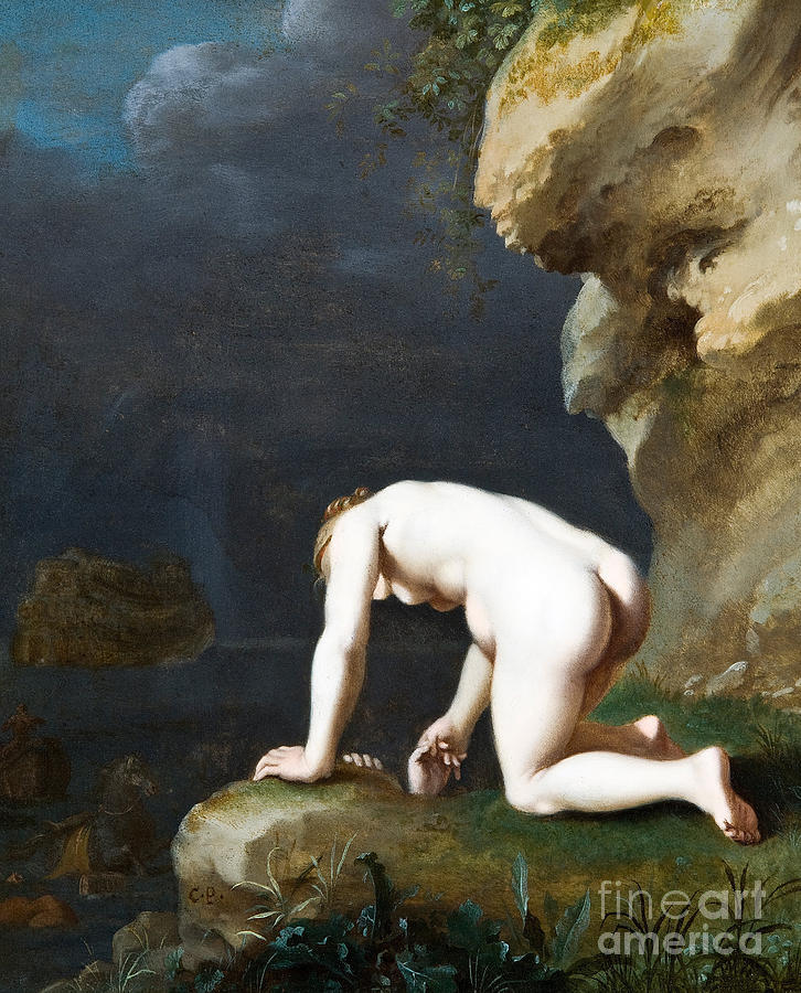 Greek Painting - The Goddess Calypso rescues Ulysses by Cornelis van Poelenburgh or Poelenburch