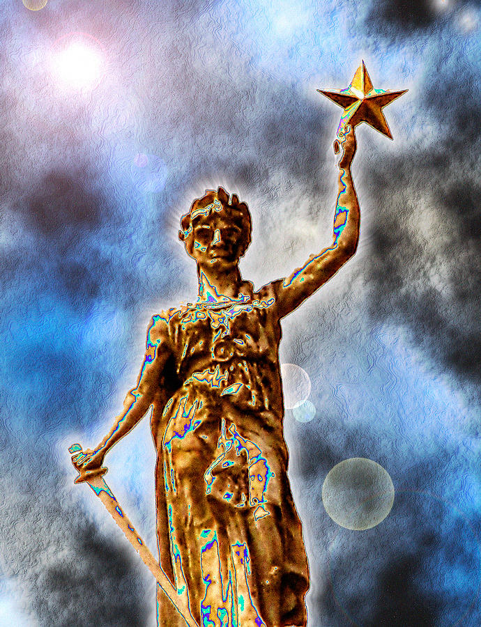 Austin Digital Art - The Goddess of Liberty - Texas State Capitol by Wendy J St Christopher